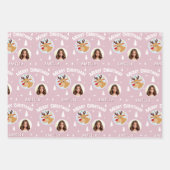 Cute Reindeer Kid`s Name Photo Christmas Geschenkpapier Set (Vorderseite 2)