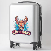 Cute Reindeer Mascot With 'I Love Christmas' Text Aufkleber (Koffer)