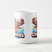 Cute Reindeer Mascot With 'I Love Christmas' Text Kaffeetasse (Mittel)