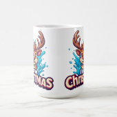 Cute Reindeer Mascot With 'I Love Christmas' Text Kaffeetasse (Mittel)