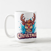 Cute Reindeer Mascot With 'I Love Christmas' Text Kaffeetasse (Links)