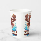 Cute Reindeer Mascot With 'I Love Christmas' Text Pappbecher (Rechts)