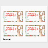 Cute Reindeer Merry Christmas Lights Rechteckiger Aufkleber (Blatt)