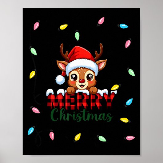 Cute Reindeer Merry Christmas Shirt –plaid Holiday Poster (Vorne)