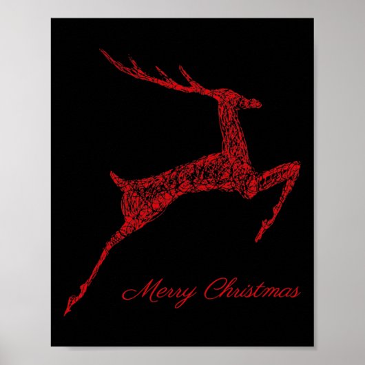Cute Reindeer Merry Xmas Merry Christmas Happy New Poster (Vorne)