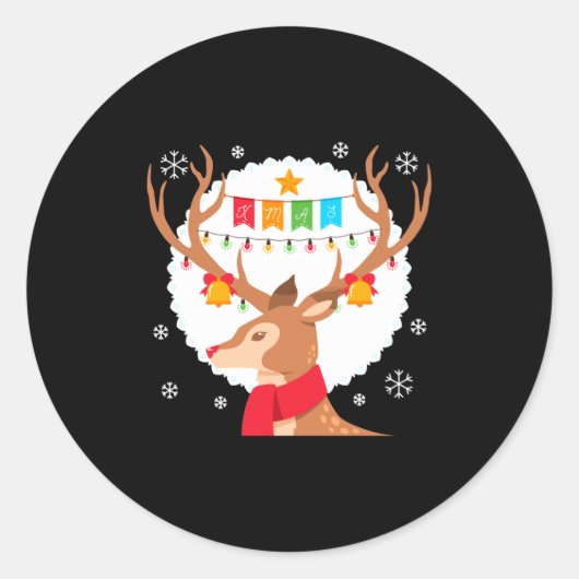 Cute Reindeer Merry Xmas Merry Christmas Happy New Runder Aufkleber (Vorderseite)