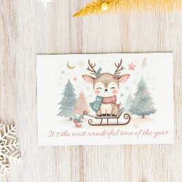 Cute Reindeer “Most Wonderful Time of the Year” Feiertagspostkarte