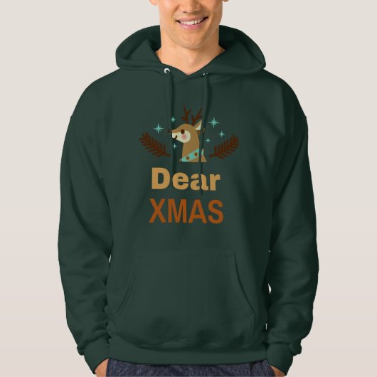 Cute Reindeer Pun Dear Xmas Holiday Art Hoodie (Vorderseite)