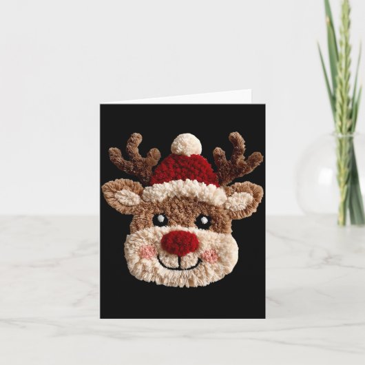Cute Reindeer Rudolph Crochet Xmas Pajamas Holiday Karte (Vorderseite)