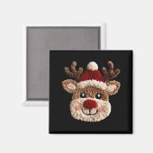 Cute Reindeer Rudolph Crochet Xmas Pajamas Holiday Magnet (Vorderseite/Rückseite)