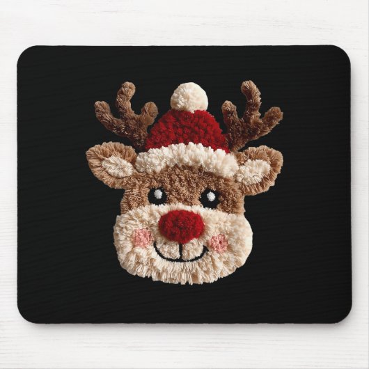 Cute Reindeer Rudolph Crochet Xmas Pajamas Holiday Mousepad (Vorne)