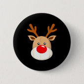 Cute Reindeer Rudolph Red Nose Christmas Antlers  Button (Vorderseite)