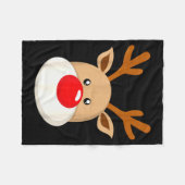 Cute Reindeer Rudolph Red Nose Christmas Antlers  Fleecedecke (Vorderseite (Horizontal))
