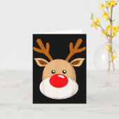 Cute Reindeer Rudolph Red Nose Christmas Antlers Karte (Gelbe Blume)