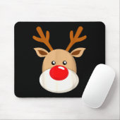 Cute Reindeer Rudolph Red Nose Christmas Antlers  Mousepad (Mit Mouse)