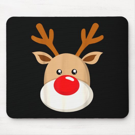 Cute Reindeer Rudolph Red Nose Christmas Antlers  Mousepad (Vorne)