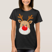 Cute Reindeer Rudolph Red Nose Christmas Antlers T-Shirt (Vorderseite)