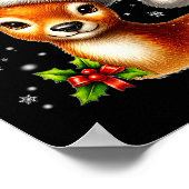 Cute Reindeer Santa Hat Rednose Christmas Xmas Wom Poster (Ecke)