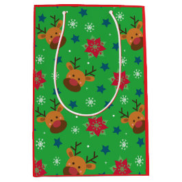 Cute Reindeer & Snowflake Christmas  Mittlere Geschenktüte