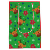 Cute Reindeer & Snowflake Christmas  Mittlere Geschenktüte (Rückseite)