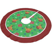 Cute Reindeer & Snowflake Christmas Tree Skirt Polyester Weihnachtsbaumdecke (Schrägansicht)