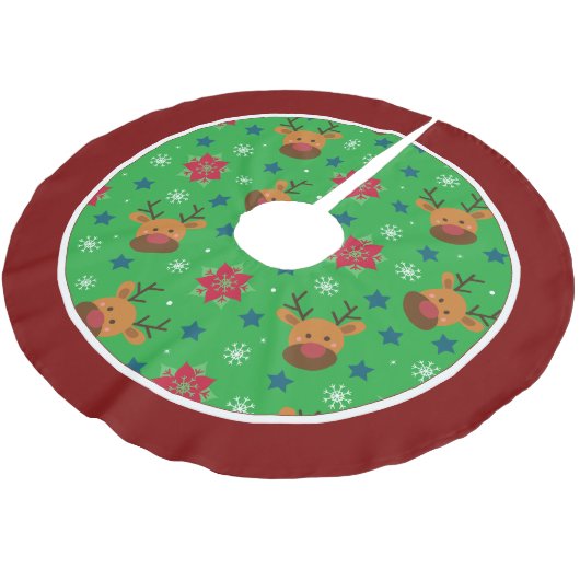 Cute Reindeer & Snowflake Christmas Tree Skirt Polyester Weihnachtsbaumdecke (Schrägansicht)