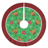 Cute Reindeer & Snowflake Christmas Tree Skirt Polyester Weihnachtsbaumdecke (Vorderseite)