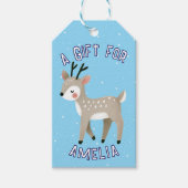 Cute Reindeer Snowflakes Kid`s Name Christmas  Geschenkanhänger (Vorderseite)