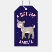 Cute Reindeer Snowflakes Kid`s Name Christmas  Geschenkanhänger (Vorderseite)
