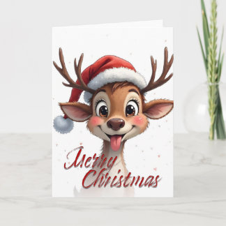 Cute Reindeer Wishing Merry Christmas Karte