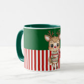 Cute Reindeer with Gift Box Tasse (Vorderseite Links)