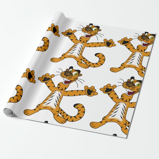 CUTE REJOICING SPOTTED BROWNISH YELLOW TIGER GESCHENKPAPIER (Ungerollt)