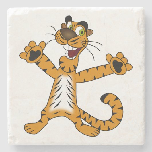CUTE REJOICING SPOTTED BROWNISH YELLOW TIGER STEINUNTERSETZER (Vorderseite)