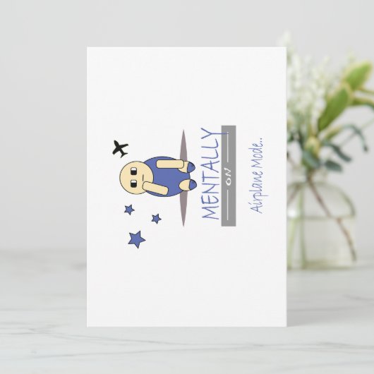 Cute Relatable Chimy Airplane Mode Greeting Card Einladung (Stehend Vorderseite)