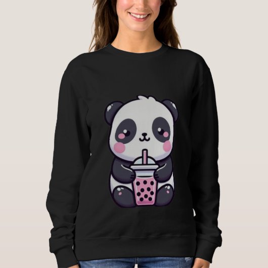 Cute Relaxed Panda Cartoon – Adorable Kawaii Panda Sweatshirt (Vorderseite)
