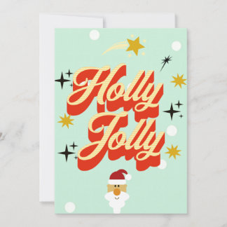 Cute Retro 50s Typography Holly Jolly Christmas Ca Einladung
