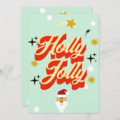 Cute Retro 50s Typography Holly Jolly Christmas Ca Einladung (Vorne/Hinten)