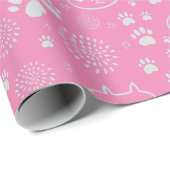 Cute Retro 70er Katzen Muster Geschenkpapier (Rolleneckpunkt)