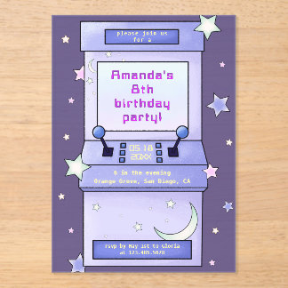 Cute Retro Arcade Game Kids Birthday Acryleinladungen