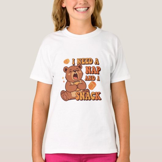 Cute Retro Bear Snack Lover Girls T-Shirt (Vorderseite)
