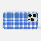 Cute Retro Blue Gingham Plaid Aesthetic Checker iPhone Hülle (Rückseite (Horizontal))