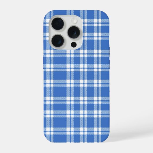 Cute Retro Blue Gingham Plaid Aesthetic Checker iPhone Hülle (Rückseite)