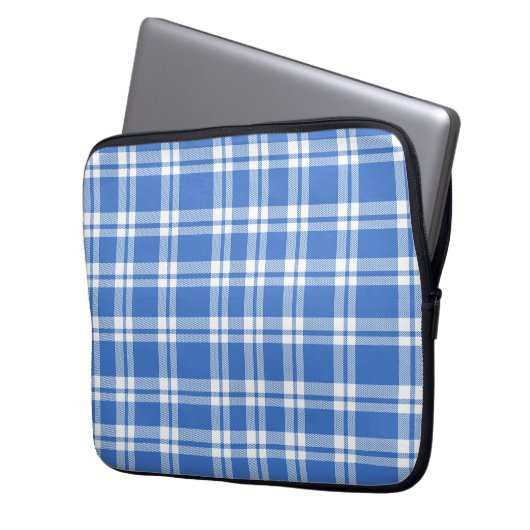 Cute Retro Blue Gingham Plaid Pattern Laptopschutzhülle (Vorderseite Links)