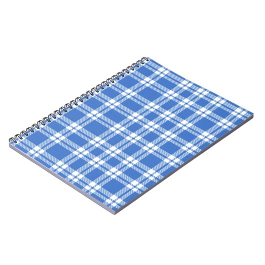 Cute Retro Blue Gingham Plaid Pattern Notizblock (Linke Seite)