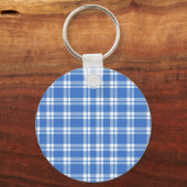 Cute Retro Blue Gingham Plaid Pattern Schlüsselanhänger (Vorderseite)