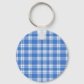 Cute Retro Blue Gingham Plaid Pattern Schlüsselanhänger (Rückseite)