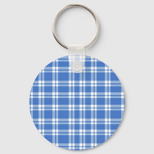 Cute Retro Blue Gingham Plaid Pattern Schlüsselanhänger (Rückseite)