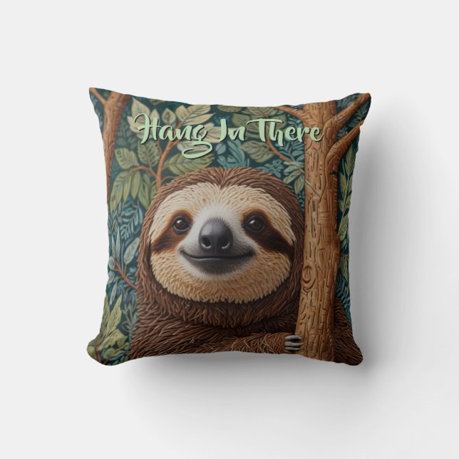 Cute retro boho Sloth Hang in there Kissen (Vorderseite)