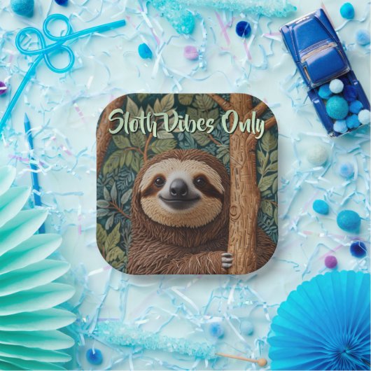 Cute retro boho Sloth Hang in there sloth vibes  Pappteller (Party)