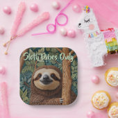 Cute retro boho Sloth Hang in there sloth vibes  Pappteller (Party)